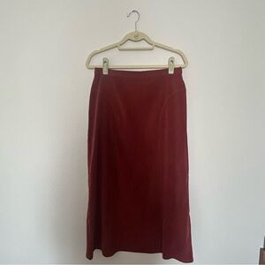 Vintage Notations Deep Red Midi Skirt Size Large